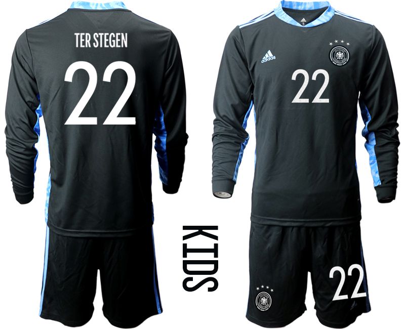 Youth 2021 World Cup National Germany black long sleeve goalkeeper #22 Soccer Jerseys